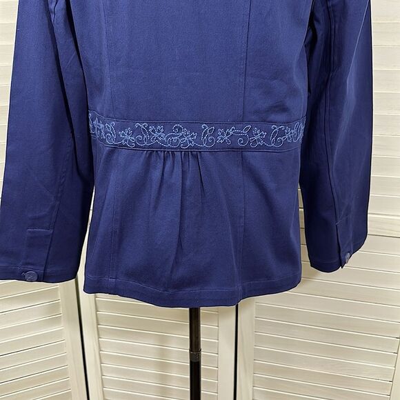 Denim & Co Peplum Blazer Medium Blue Stretch NWOT - Picture 7 of 14